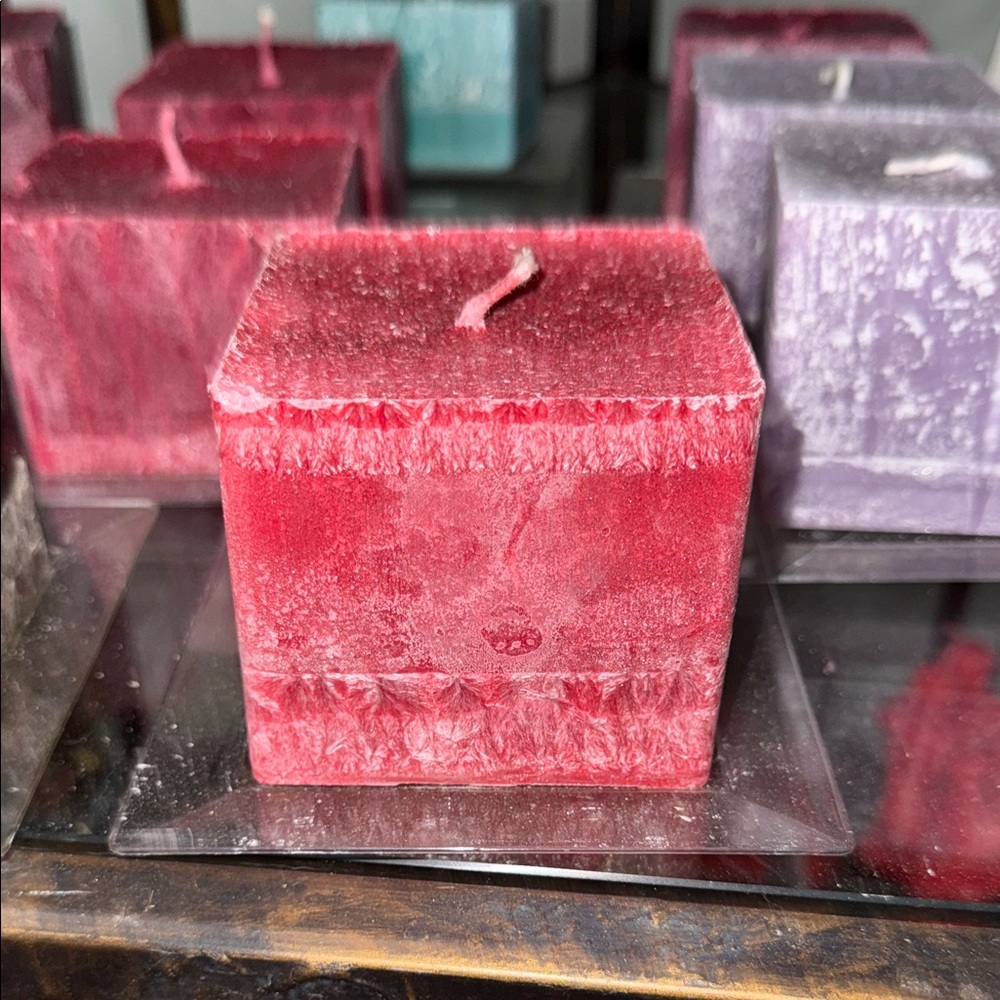 Artisan Square Candle in Crimson
